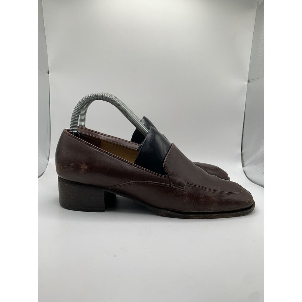 Coach Women's Brown Leather Square Toe‎ Heeled Slip On Loafer Shoe Size 8 C